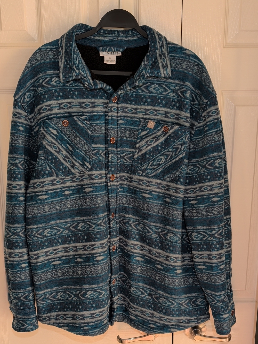 Men's Teal Patterned Medium Weight Shirt Jacket